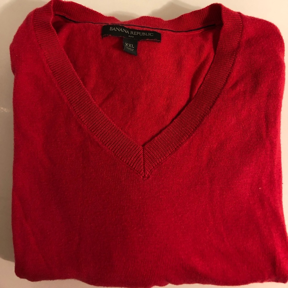 Red v-next light weight sweater.